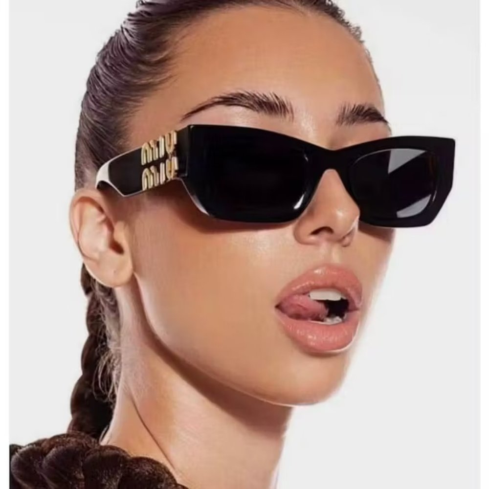 Miu Miu Women Sunglasses Black Grey Rectangle MU09WS GLIMPSE 1AB5S0 BRAND NEW - Picture 12 of 13